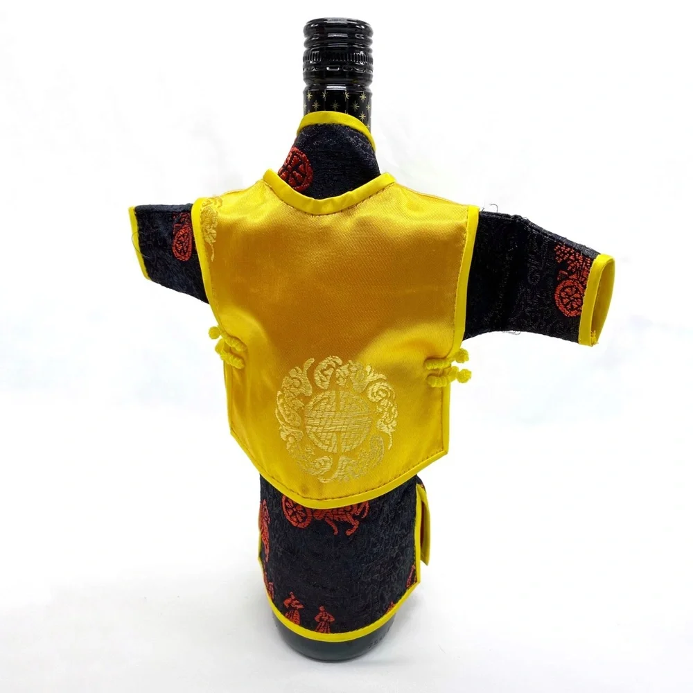 Chinese Brocade Dress Wine Bottle Covers Cheongsam Set of 2 NEW